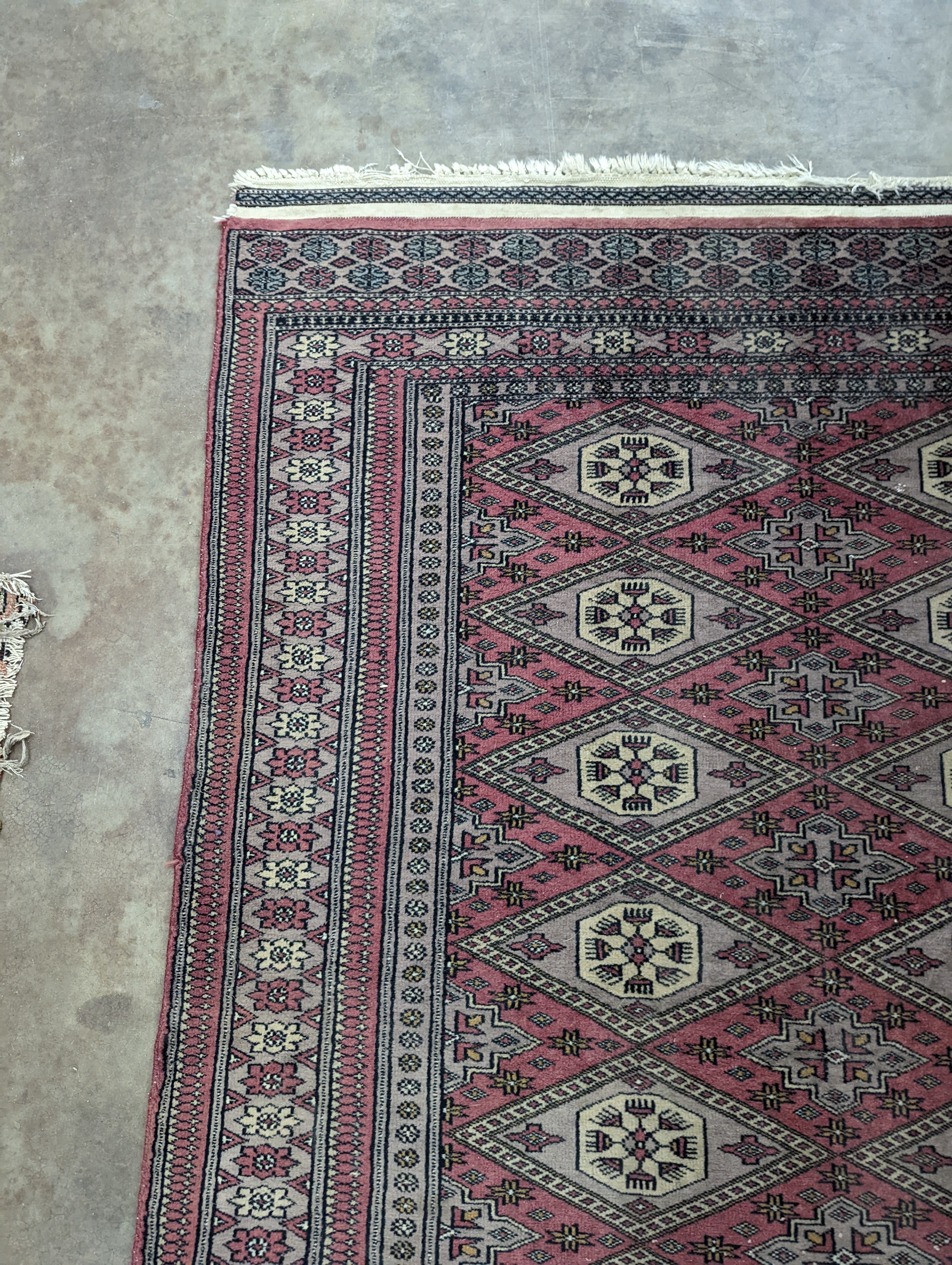 A Tekke Bokhara red ground rug, woven with rows of elephant feet, 180 x 126cm